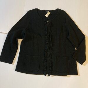Talbot’s Zip Up cardigan sweater ruffled front NEW